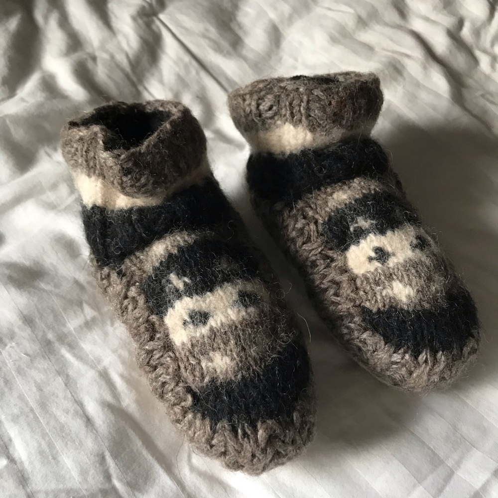 Authentic Canadian knit wool slippers